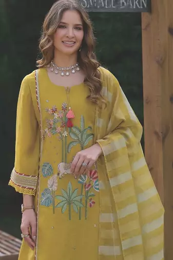 Women Ethnic Motifs Embroidered Sequinned Kurta with Trousers & With Dupatta
