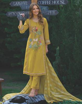 Women Ethnic Motifs Embroidered Sequinned Kurta with Trousers & With Dupatta 4