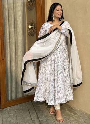 white vichitra silk blend  party wear embroidery salwar suit set 1