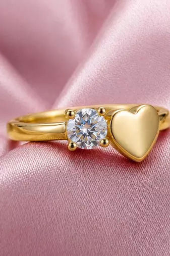 Gold cubic zirconia gold plated finger ring for women