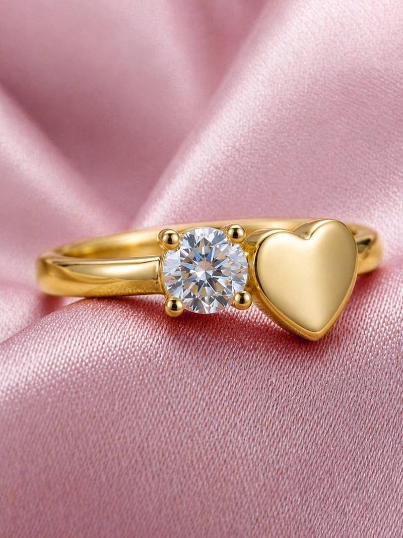 Gold cubic zirconia gold plated finger ring for women