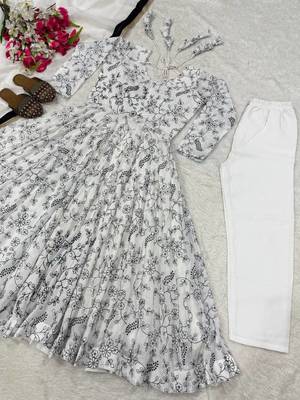 white vichitra silk blend  party wear embroidery salwar suit set 7