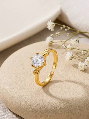 Gold cubic zirconia gold plated finger ring for women 1