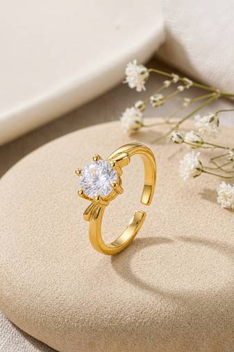 Gold cubic zirconia gold plated finger ring for women