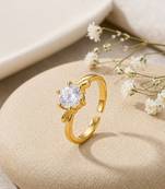 Gold cubic zirconia gold plated finger ring for women