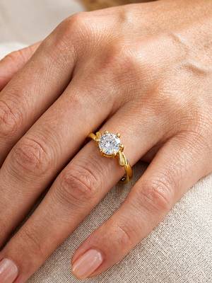 Gold cubic zirconia gold plated finger ring for women 2