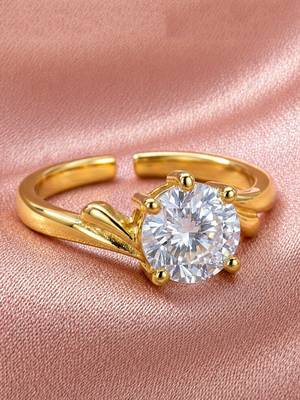 Gold cubic zirconia gold plated finger ring for women 3