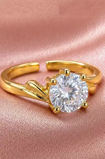 Gold cubic zirconia gold plated finger ring for women