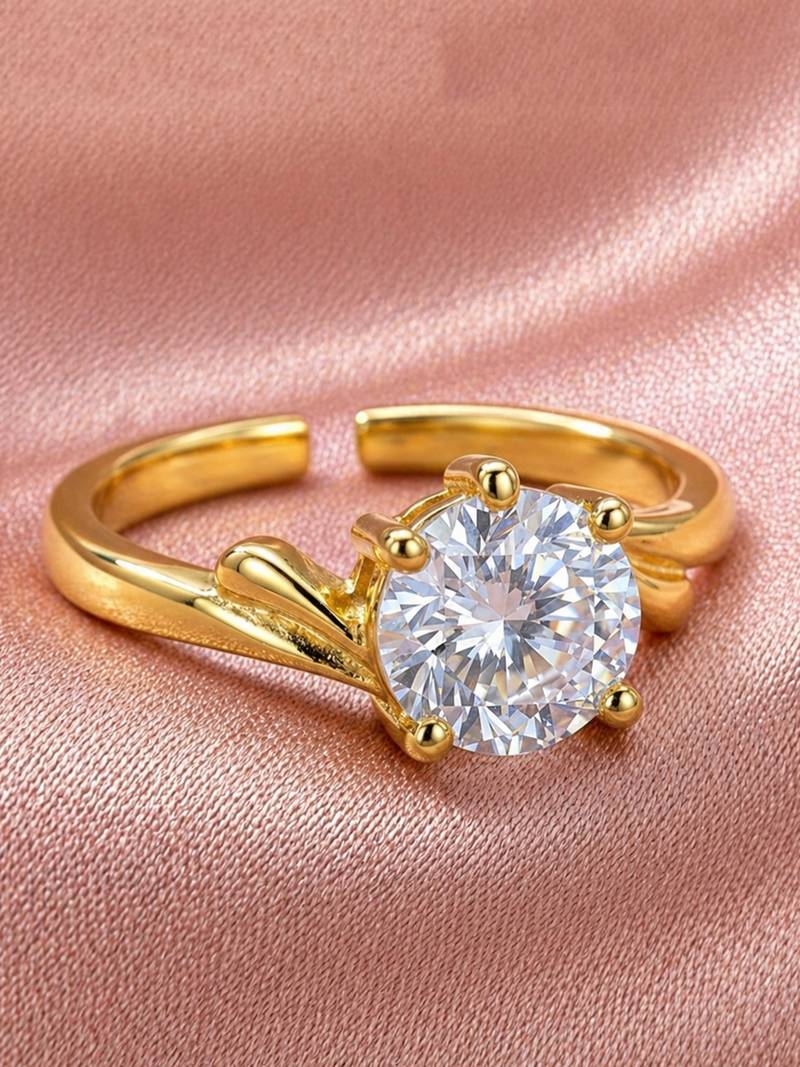 Gold cubic zirconia gold plated finger ring for women