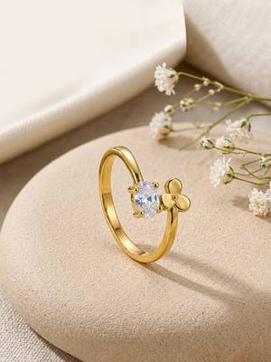 Gold cubic zirconia gold plated finger ring for women 1