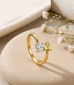 Gold cubic zirconia gold plated finger ring for women
