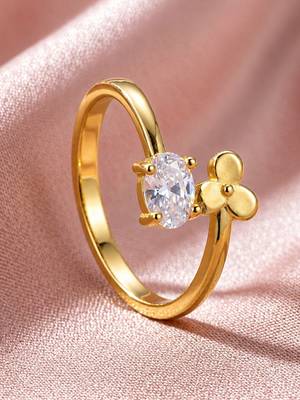 Gold cubic zirconia gold plated finger ring for women 3