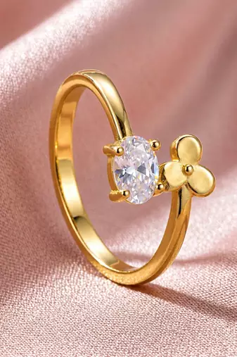Gold cubic zirconia gold plated finger ring for women