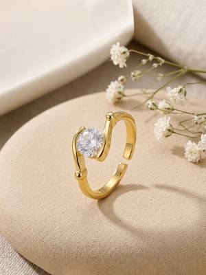 Gold cubic zirconia gold plated finger ring for women 1