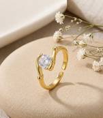 Gold cubic zirconia gold plated finger ring for women