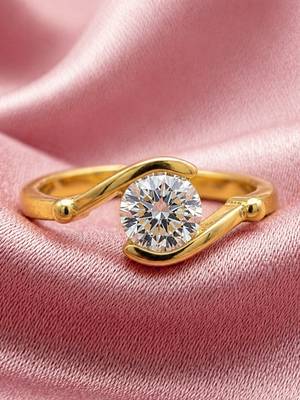Gold cubic zirconia gold plated finger ring for women 3