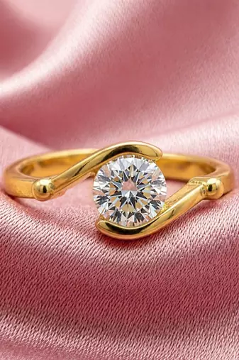 Gold cubic zirconia gold plated finger ring for women