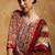 Floral printed cotton v neck kurta trouser & dupatta set