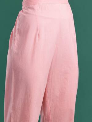 Floral Printed Beads & Stones Cotton Kurta With Trousers & Dupatta 3