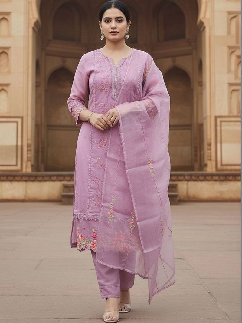 Women Ethnic Motifs Embroidered Thread Work Kurta with Trousers & With Dupatta