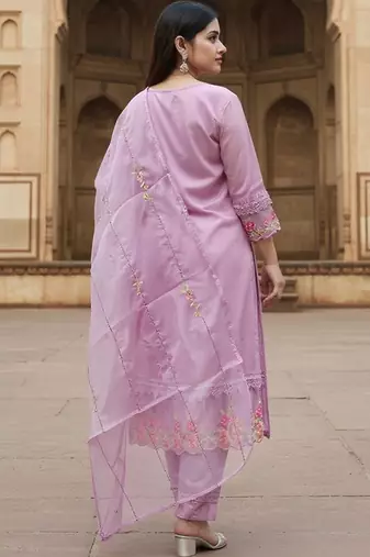 Women Ethnic Motifs Embroidered Thread Work Kurta with Trousers & With Dupatta