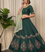 Emerald Green silk blend Lehenga Choli with Heavy Embroidery for Dandiya and 