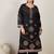 Plus Size Black Embroidered Straight Kurta Palazzos With Dupatta Set
