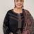 Plus Size Black Embroidered Straight Kurta Palazzos With Dupatta Set