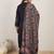Plus Size Black Embroidered Straight Kurta Palazzos With Dupatta Set