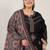 Plus Size Black Embroidered Straight Kurta Palazzos With Dupatta Set