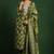 Floral embroidered cotton v neck kurta trouser & dupatta set