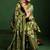 Floral embroidered cotton v neck kurta trouser & dupatta set