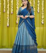 Traditional South Indian Style Blue Lehenga Choli