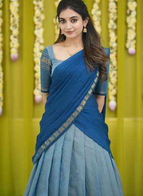 Traditional South Indian Style Blue Lehenga Choli 2