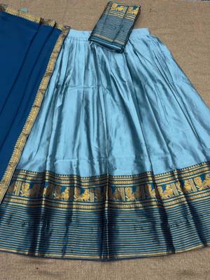 Traditional South Indian Style Blue Lehenga Choli 4