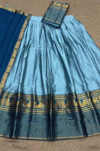 Traditional South Indian Style Blue Lehenga Choli