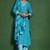 Floral printed cotton v neck kurta trouser & dupatta set