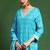 Floral printed cotton v neck kurta trouser & dupatta set