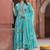Floral Printed Tiered Mirror Work Cotton Kurta With Trousers & Dupatta