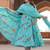 Floral Printed Tiered Mirror Work Cotton Kurta With Trousers & Dupatta