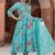 Floral Printed Tiered Mirror Work Cotton Kurta With Trousers & Dupatta