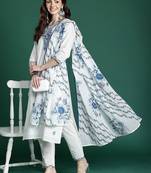 Floral Embroidered Cotton Kurta with Trousers & Dupatta
