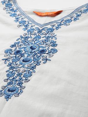 Floral Embroidered Cotton Kurta with Trousers & Dupatta 2