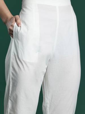 Floral Embroidered Cotton Kurta with Trousers & Dupatta 3