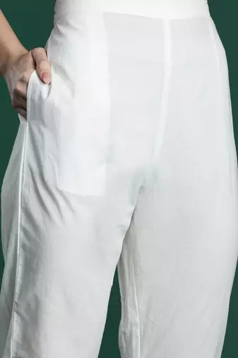 Floral Embroidered Cotton Kurta with Trousers & Dupatta