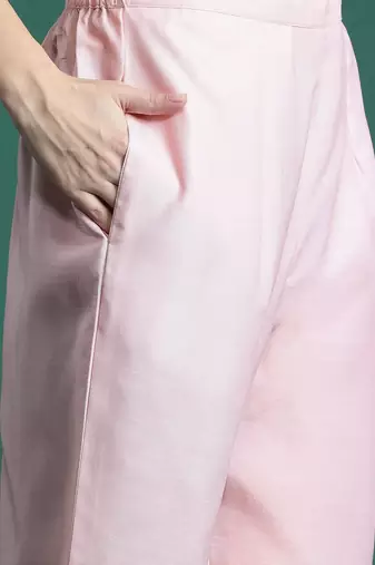 Floral Embroidered Empire Thread Work Kurta With Trousers & Dupatta