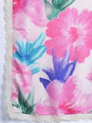 Floral Embroidered Empire Thread Work Kurta With Trousers & Dupatta 4