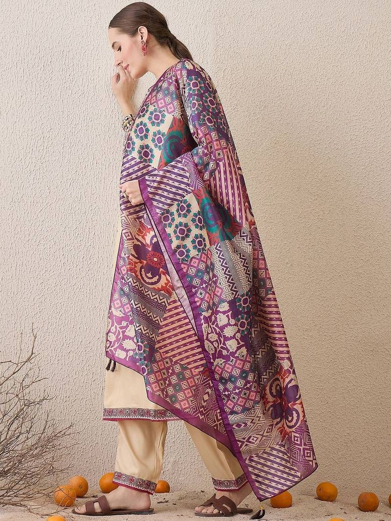 Women Ethnic Motifs Embroidered Thread Work Kurta with Salwar & Dupatta