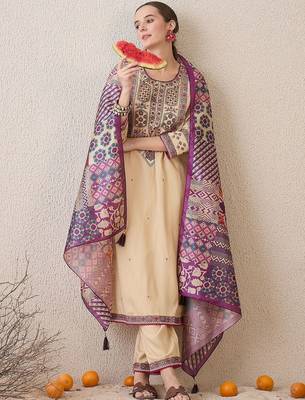 Women Ethnic Motifs Embroidered Thread Work Kurta with Salwar & Dupatta 6