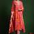 Floral printed cotton v neck kurta trouser & dupatta set